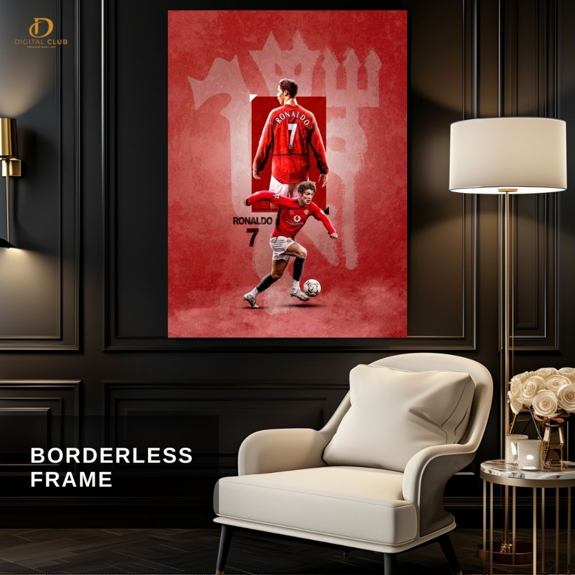 Red Ronaldo 7 - Football - Premium Wall Art