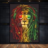 Lion With Glasses Artwork Premium Wall Art