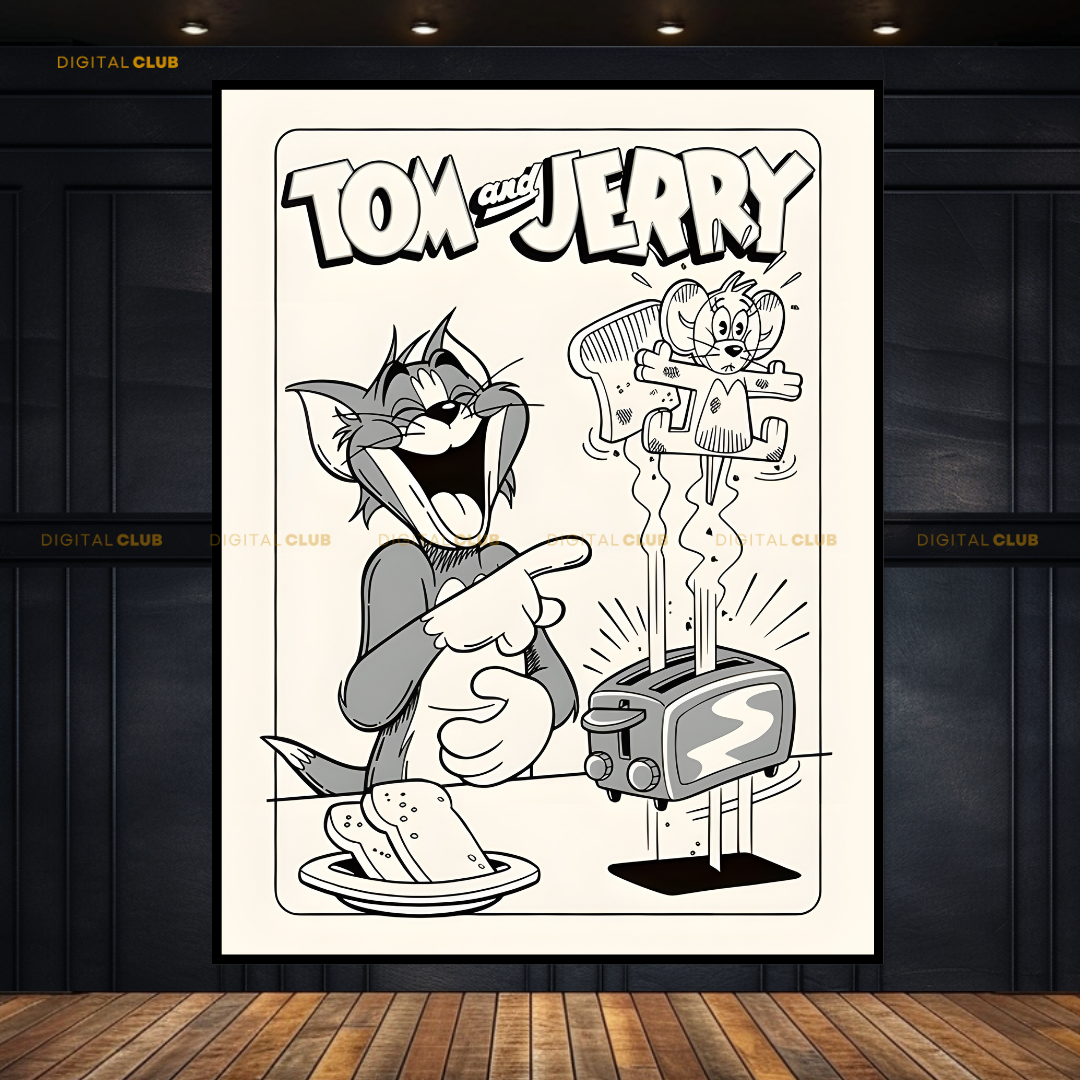 Tom & Jerry B&W Cartoon Kids Premium Wall Art