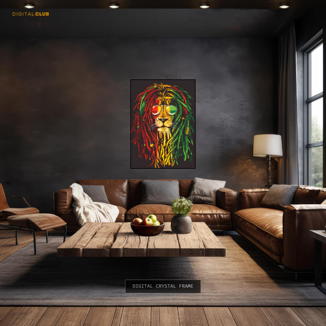 Lion With Glasses Artwork Premium Wall Art