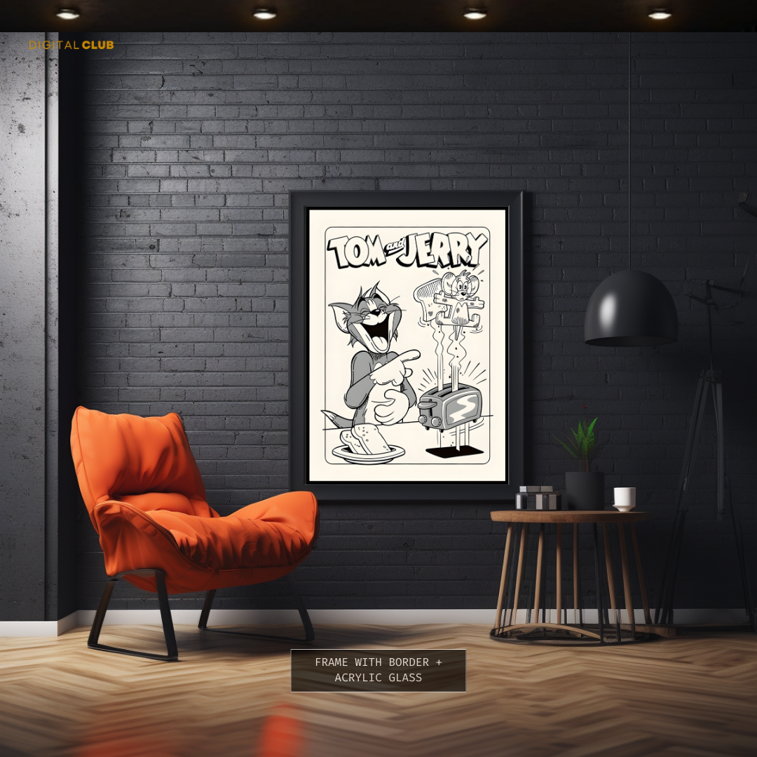 Tom & Jerry B&W Cartoon Kids Premium Wall Art