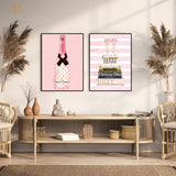 Books & Champagne Pink - 2 Panel Wall Art