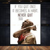 Michael Jordan Never Quit Quote Premium Wall Art