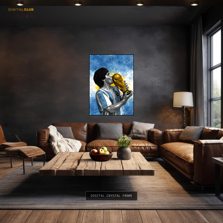 Maradona With World-cup Football Artwork Premium Wall Art