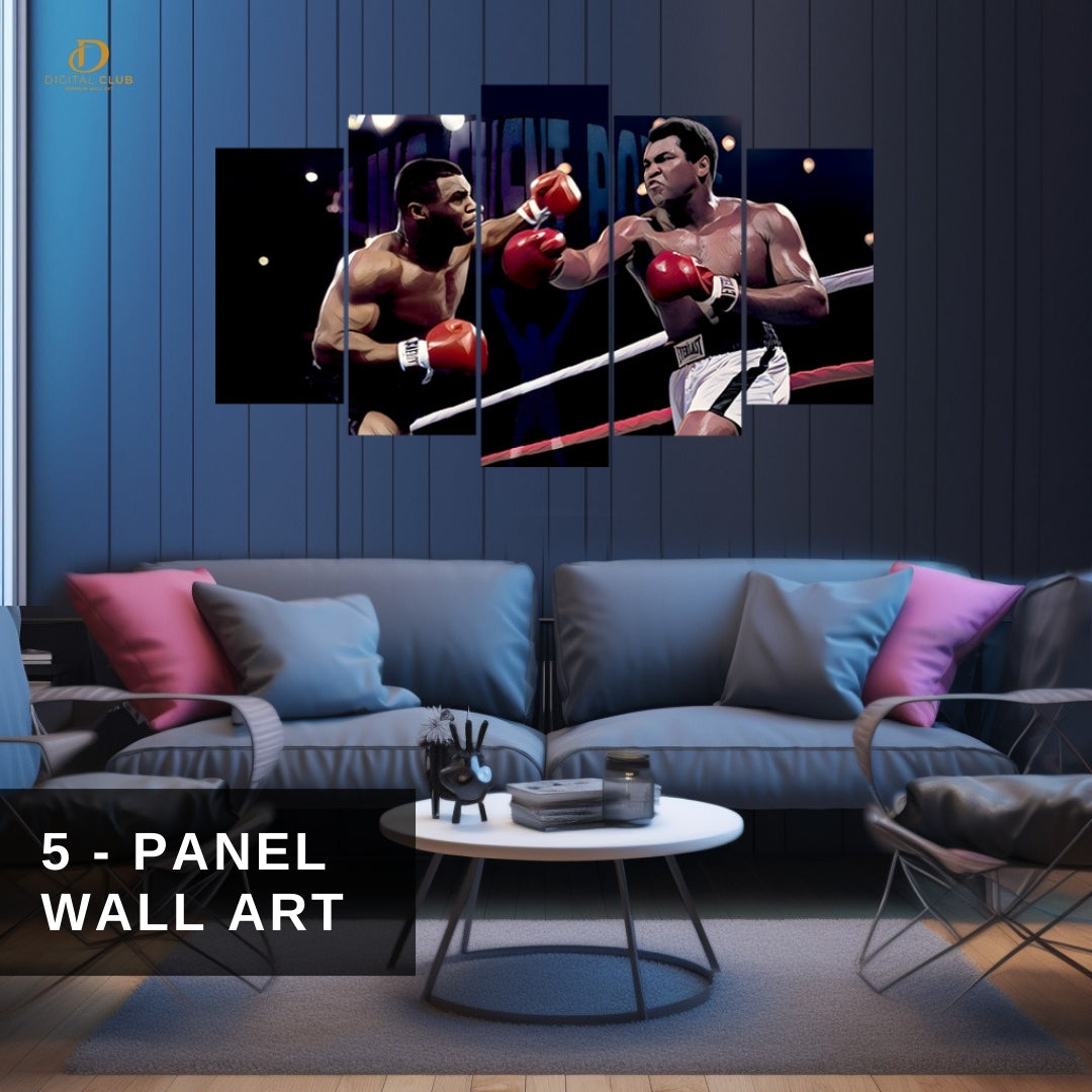 Ali x Tyson - Boxing - 5 Panel Wall Art