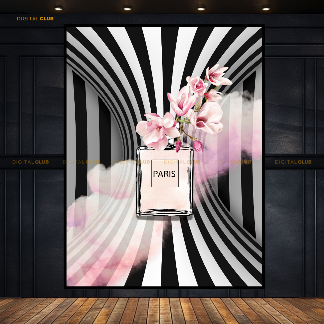 Paris Flowers on a Bottle Premium Wall Art