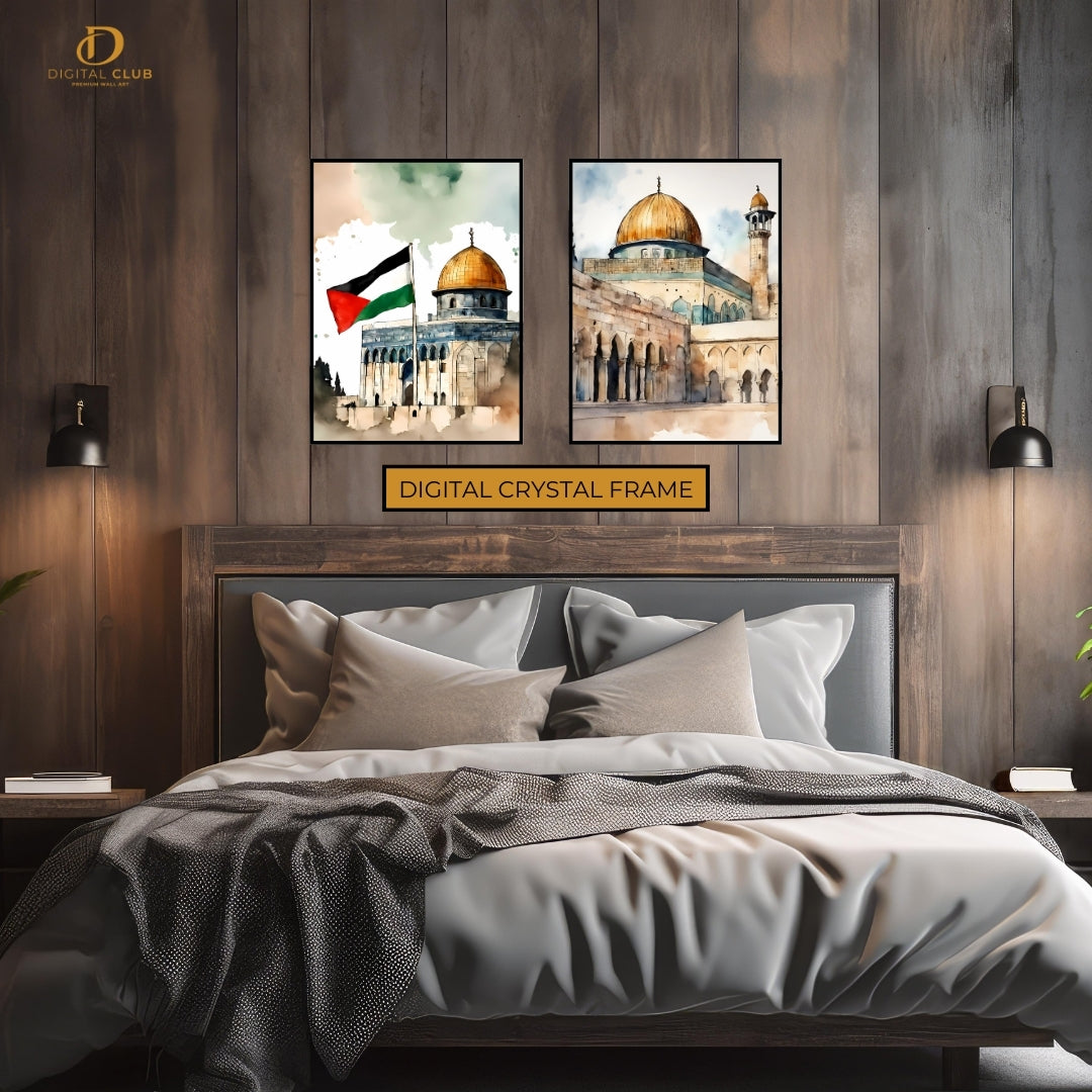 Masjad e Aqsa Islamic Artwork 17 - 2 Panel Wall Art