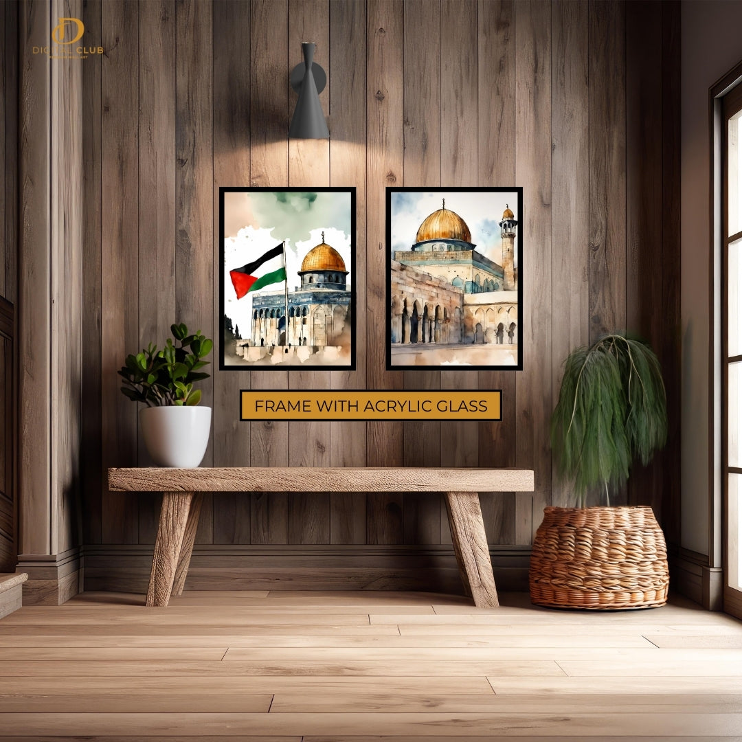 Masjad e Aqsa Islamic Artwork 17 - 2 Panel Wall Art