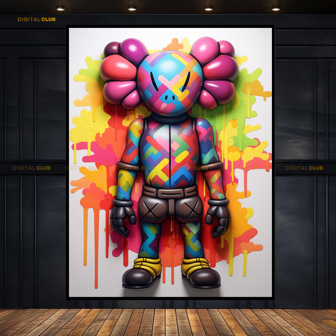 Kaws Figurine Colourful 2 Premium Wall Art