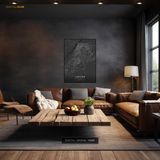 Lahore - Black Map - Premium Wall Art