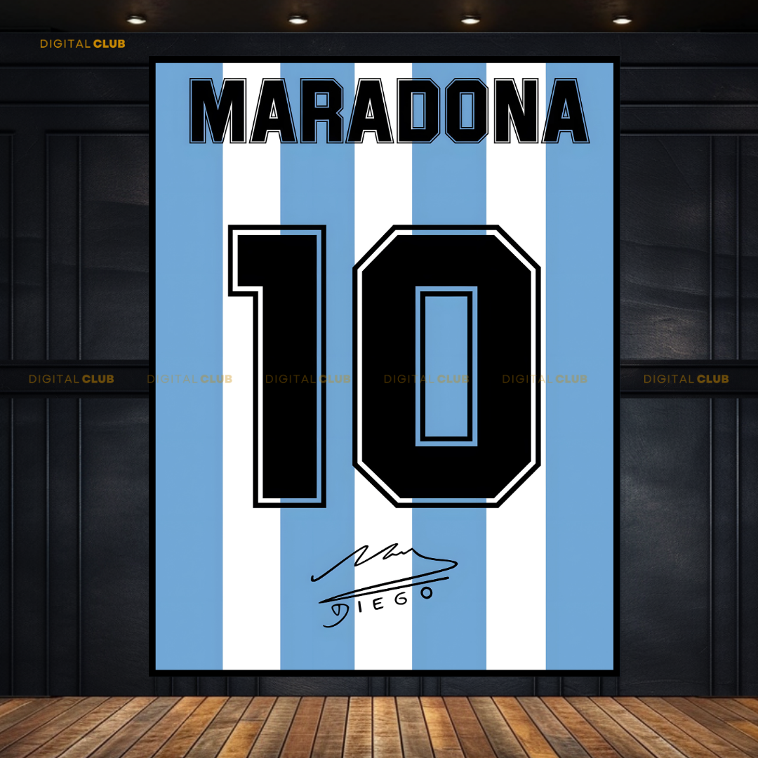 Maradona 10 - Signed Memorabilia - Premium Wall Art