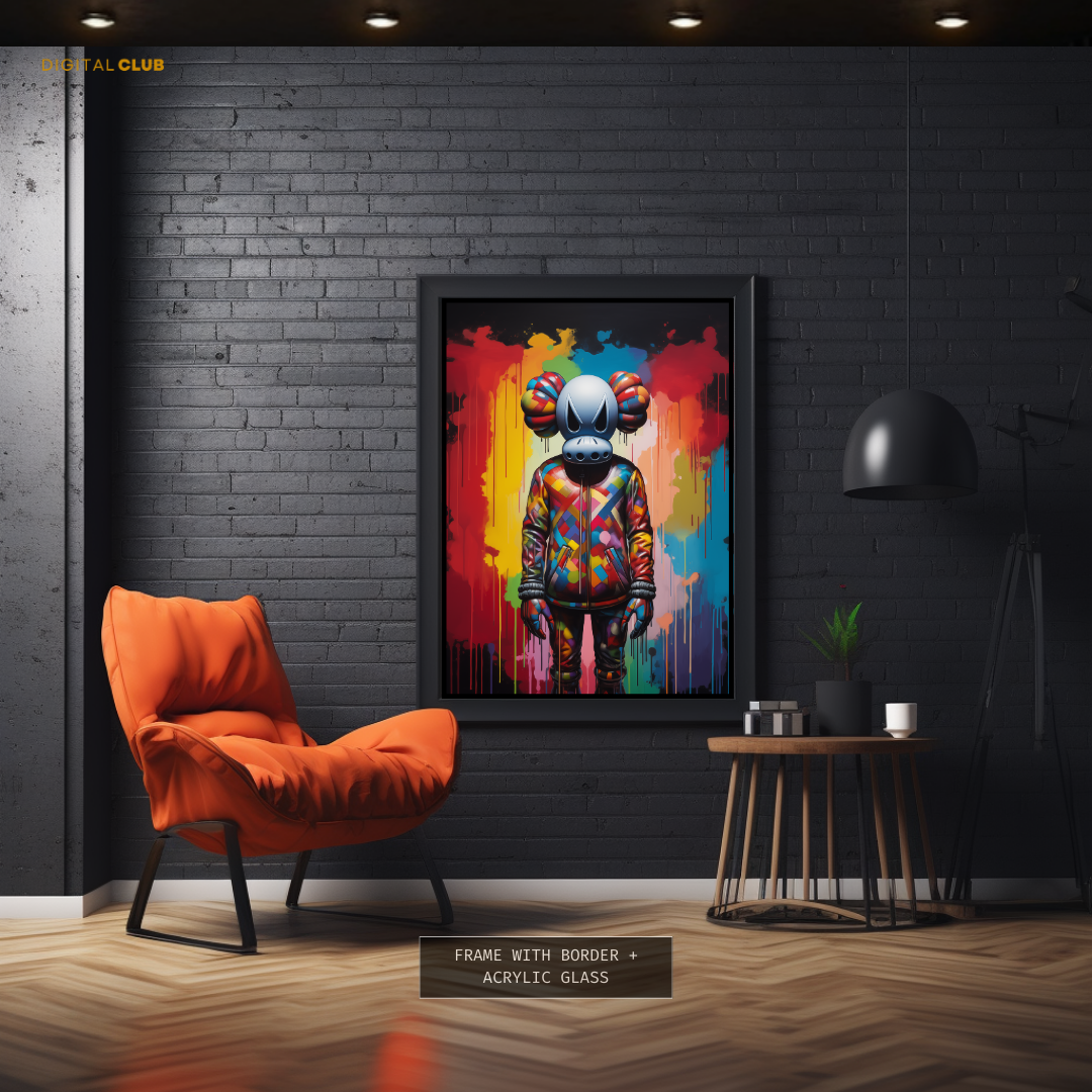 Kaws Figurine Colourful 3 Premium Wall Art