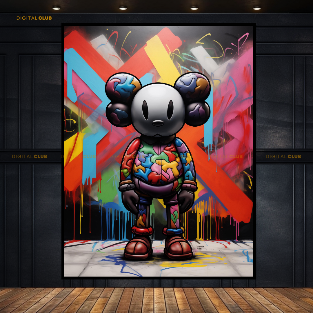 Kaws Figurine Colourful 3 Premium Wall Art