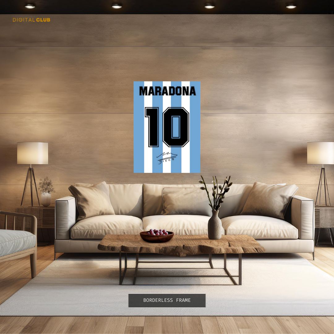 Maradona 10 - Signed Memorabilia - Premium Wall Art