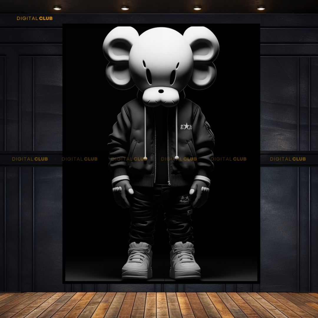 Kaws Figurine Black & White Premium Wall Art