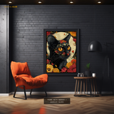 Cat Floral Artwork - Animal & Wildlife Premium Wall Art