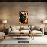 Cat Floral Artwork - Animal & Wildlife Premium Wall Art