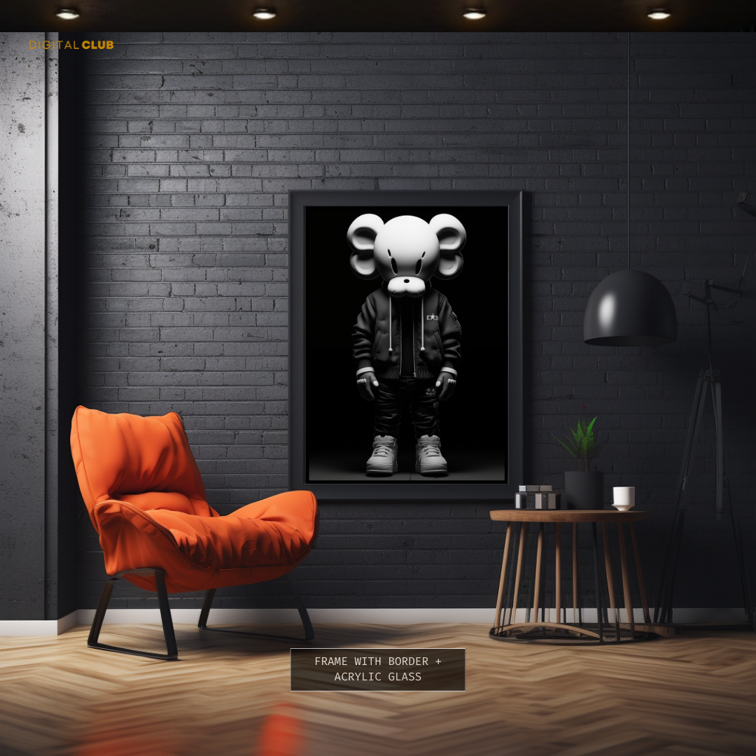 Kaws Figurine Black & White Premium Wall Art