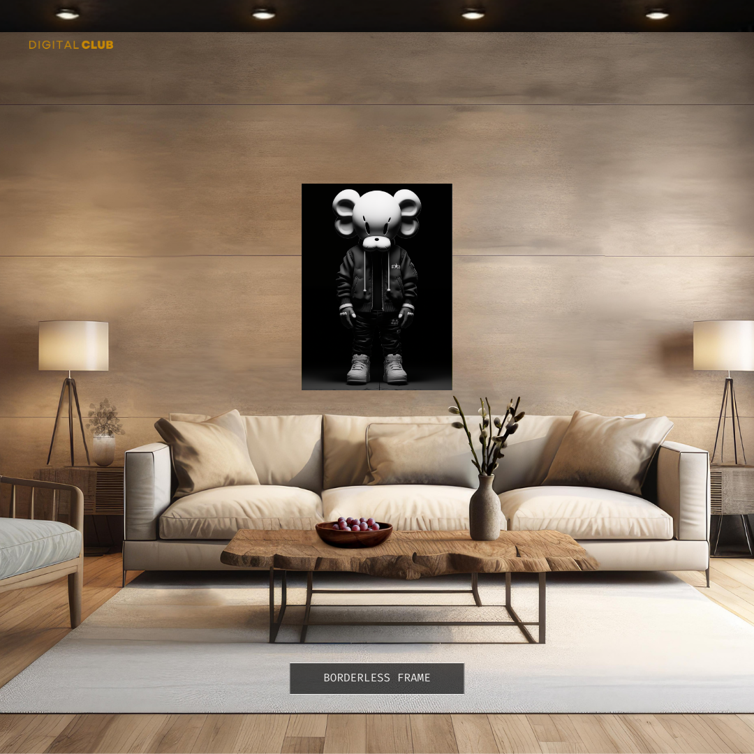 Kaws Figurine Black & White Premium Wall Art