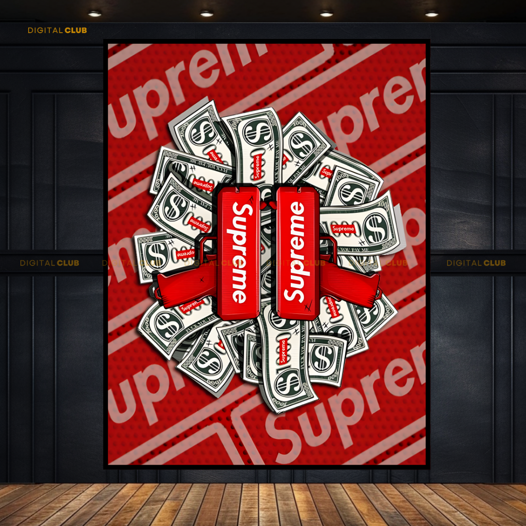 Supreme Money Gun - Artwork - Premium Wall Art