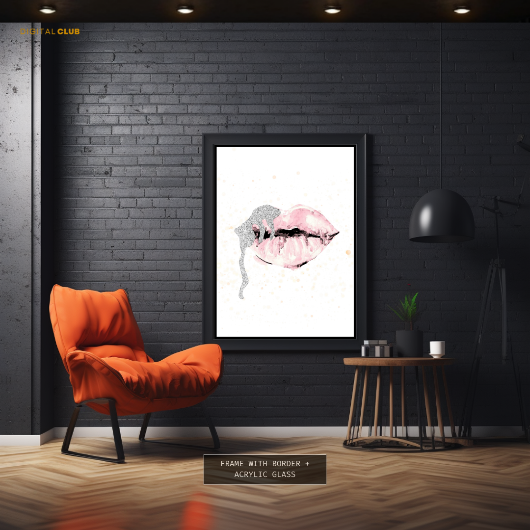 Pink Lips Fashion Premium Wall Art