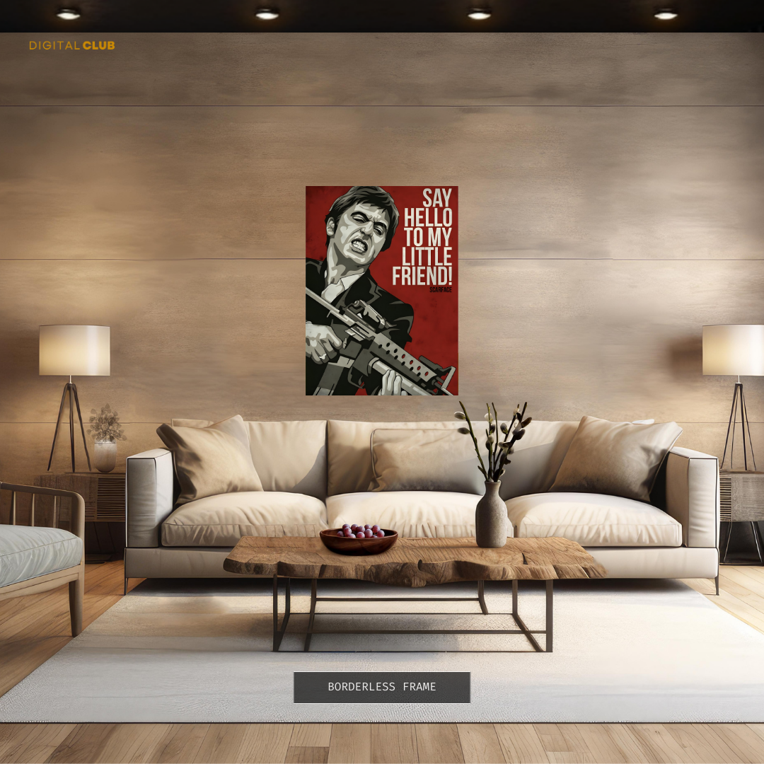 Scarface Say Hello To My Little Friend Premium Wall Art