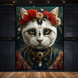 Cat Floral 2 Artwork - Animal & Wildlife Premium Wall Art