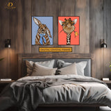 Cute Bunny & Giraffe - 2 Panel Wall Art