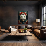 Cat Floral 2 Artwork - Animal & Wildlife Premium Wall Art