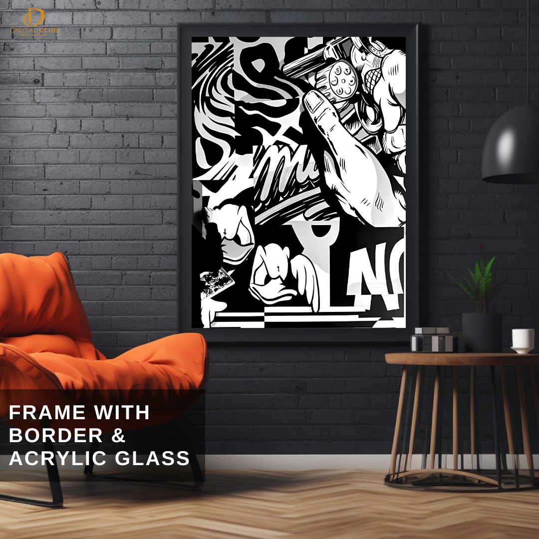 Comic  - B&W - Premium Wall Art