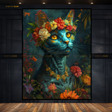 Cat Floral 3 Artwork - Animal & Wildlife Premium Wall Art