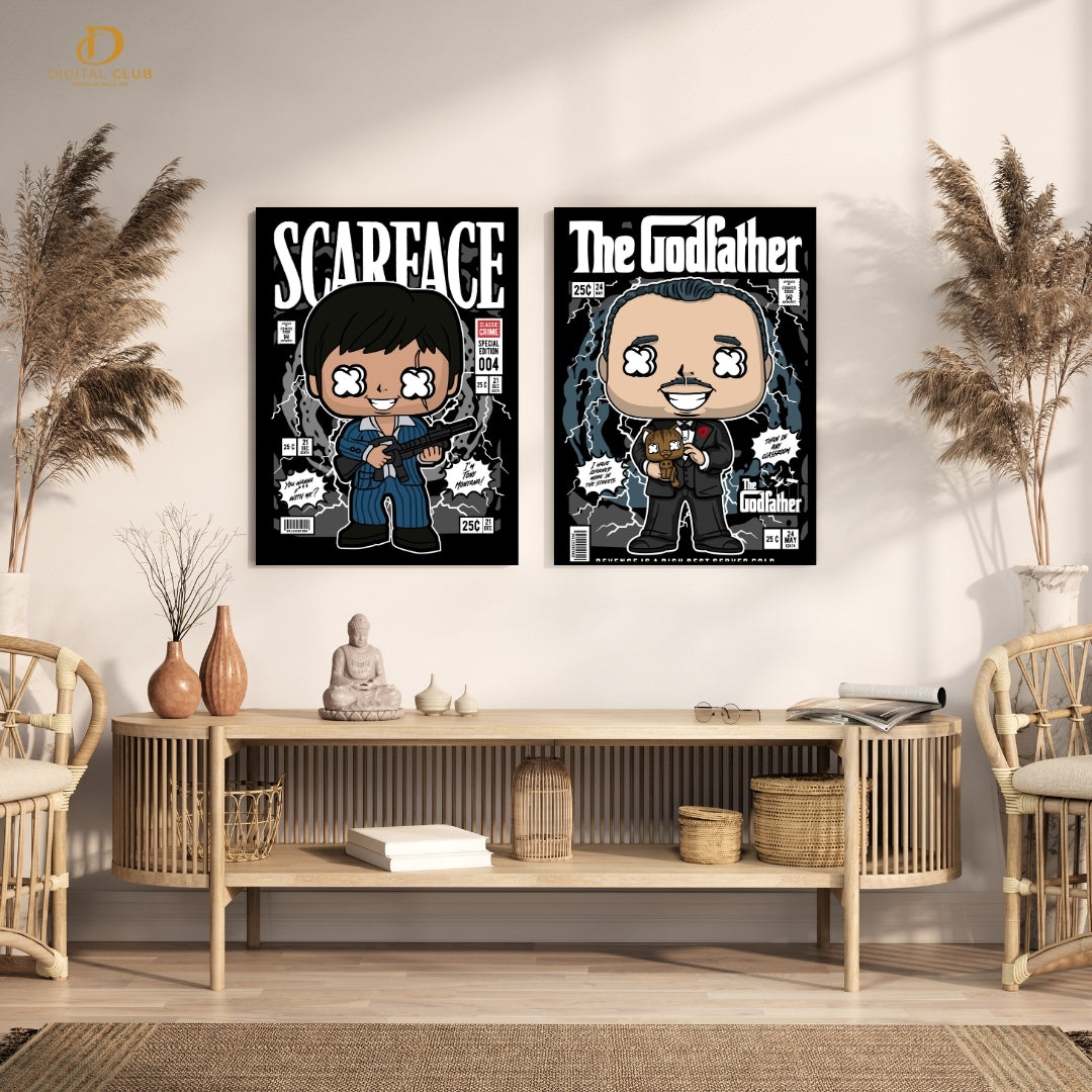 Godfather x Scarface - Funko Art - 2 Panel Wall Art