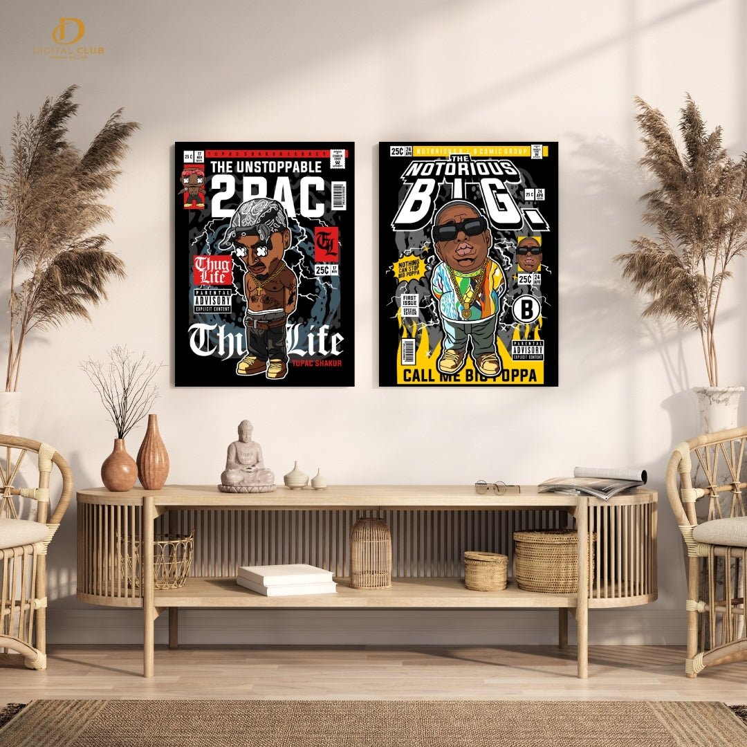 Tupac x Biggie - Funko Art - 2 Panel Wall Art