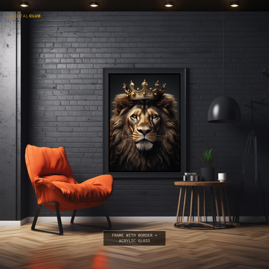 Lion with a Crown - Animal & Wildlife Premium Wall Art