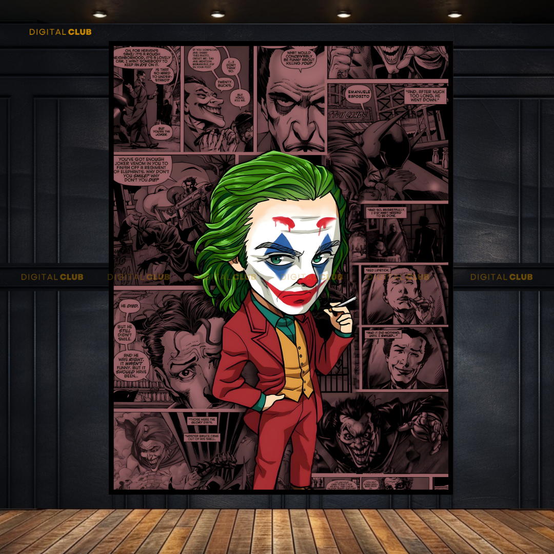 Joker Batman - Cartoon Artwork - Premium Wall Art