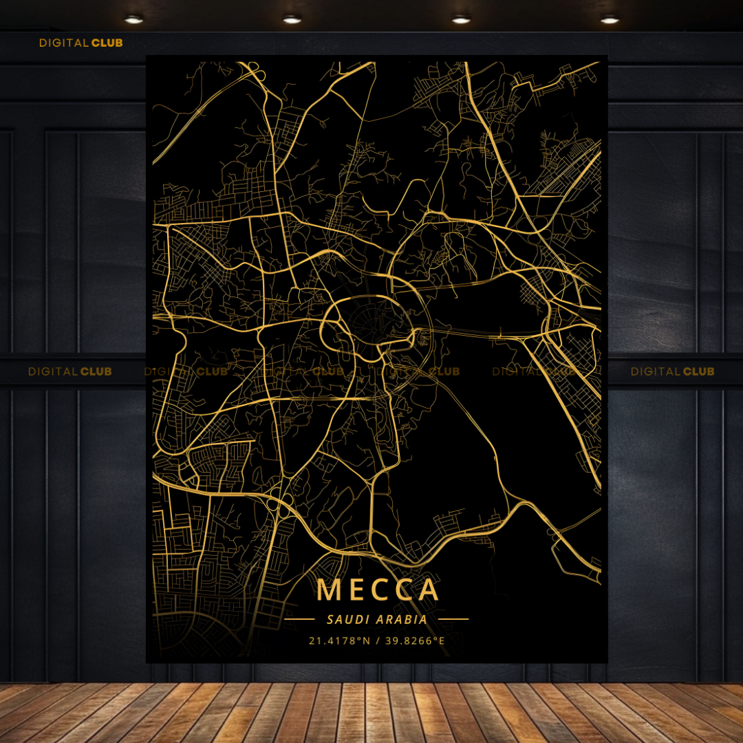 Mecca - Saudi Arabia - MAP - Premium Wall Art