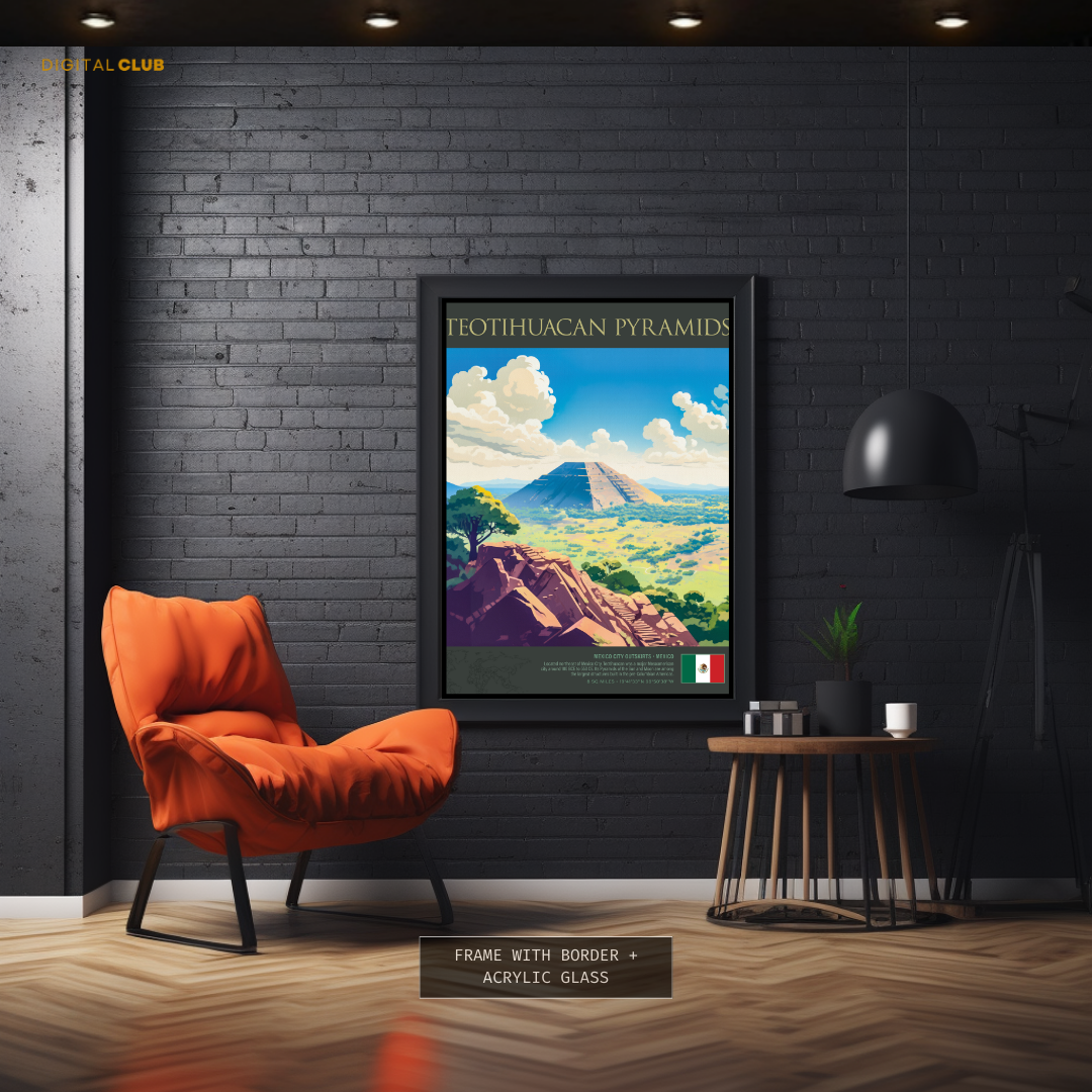 Teotihuacan Pyramids Mexico Premium Wall Art