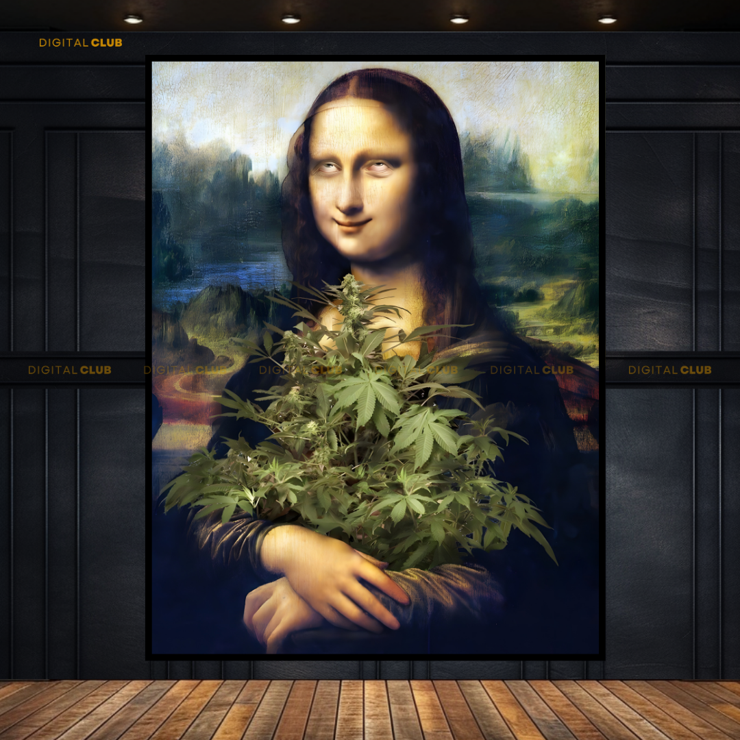 Mona Lisa High on Weed Premium Wall Art