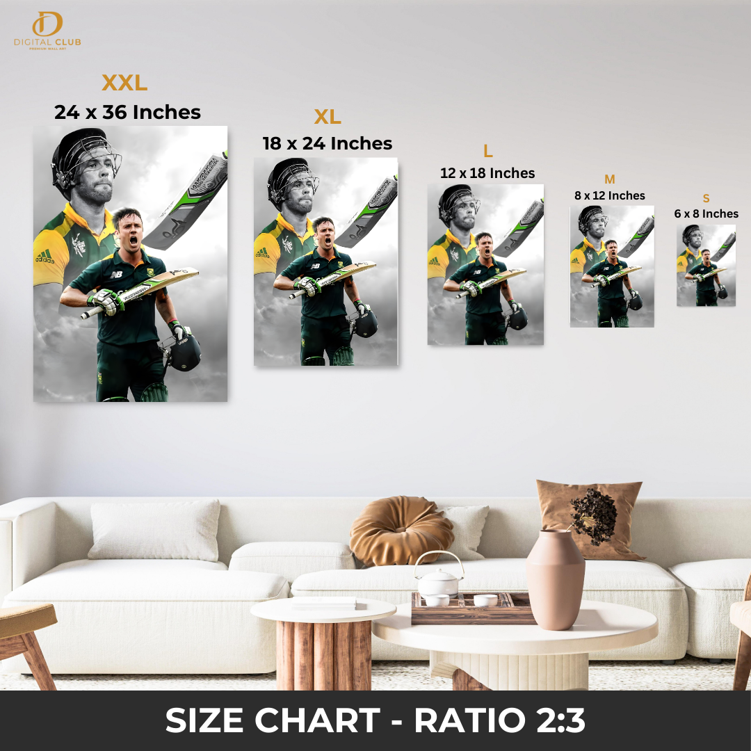 AB De Villiers - Cricket - Premium Wall Art