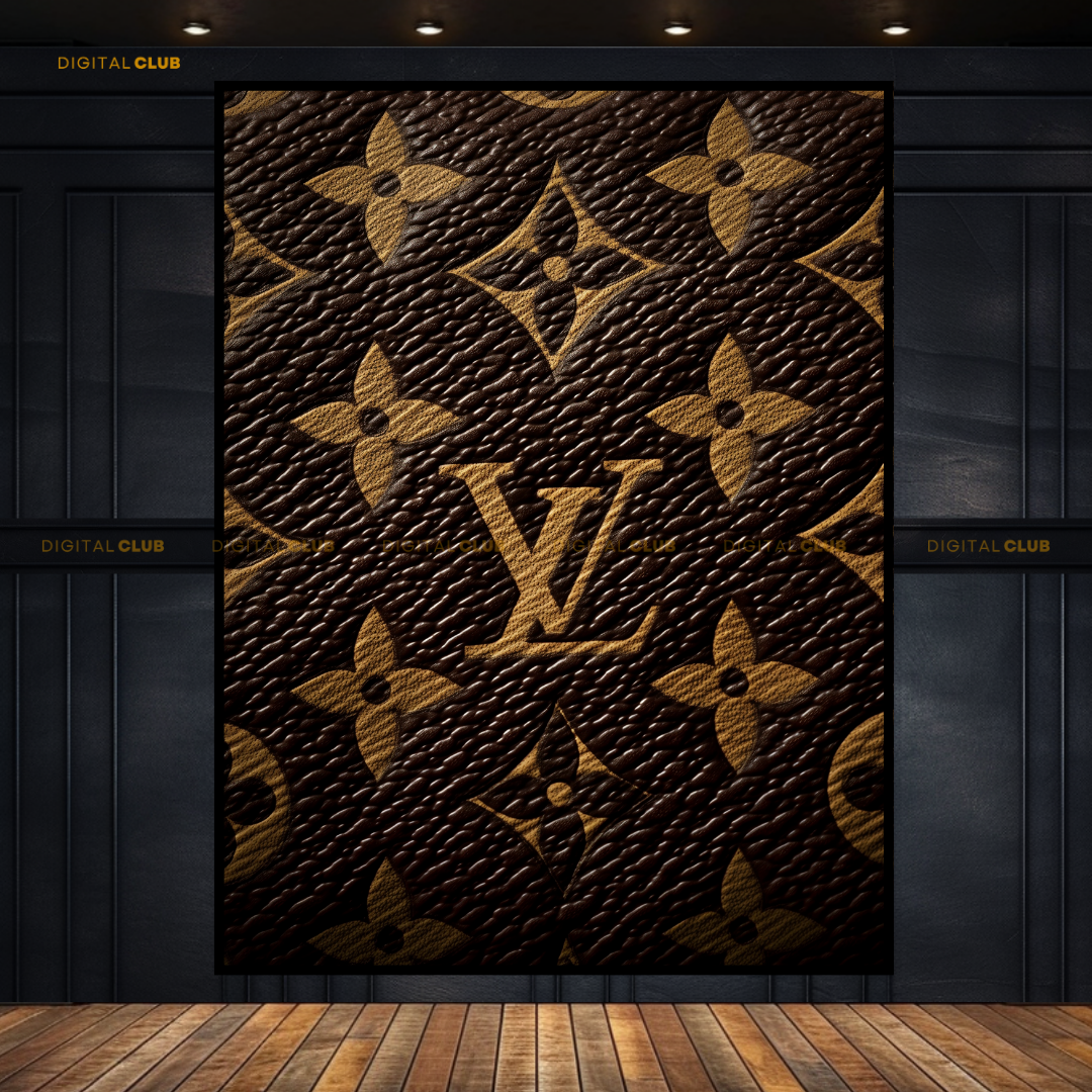 Louis Vuitton Brown & Gold Pattern Premium Wall Art