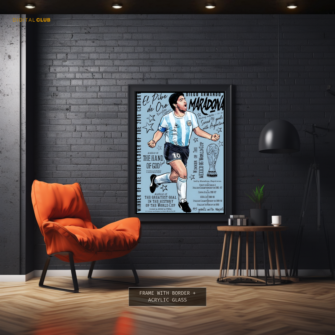 Maradona Argentina Football Premium Wall Art