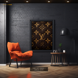 Louis Vuitton Brown & Gold Pattern Premium Wall Art