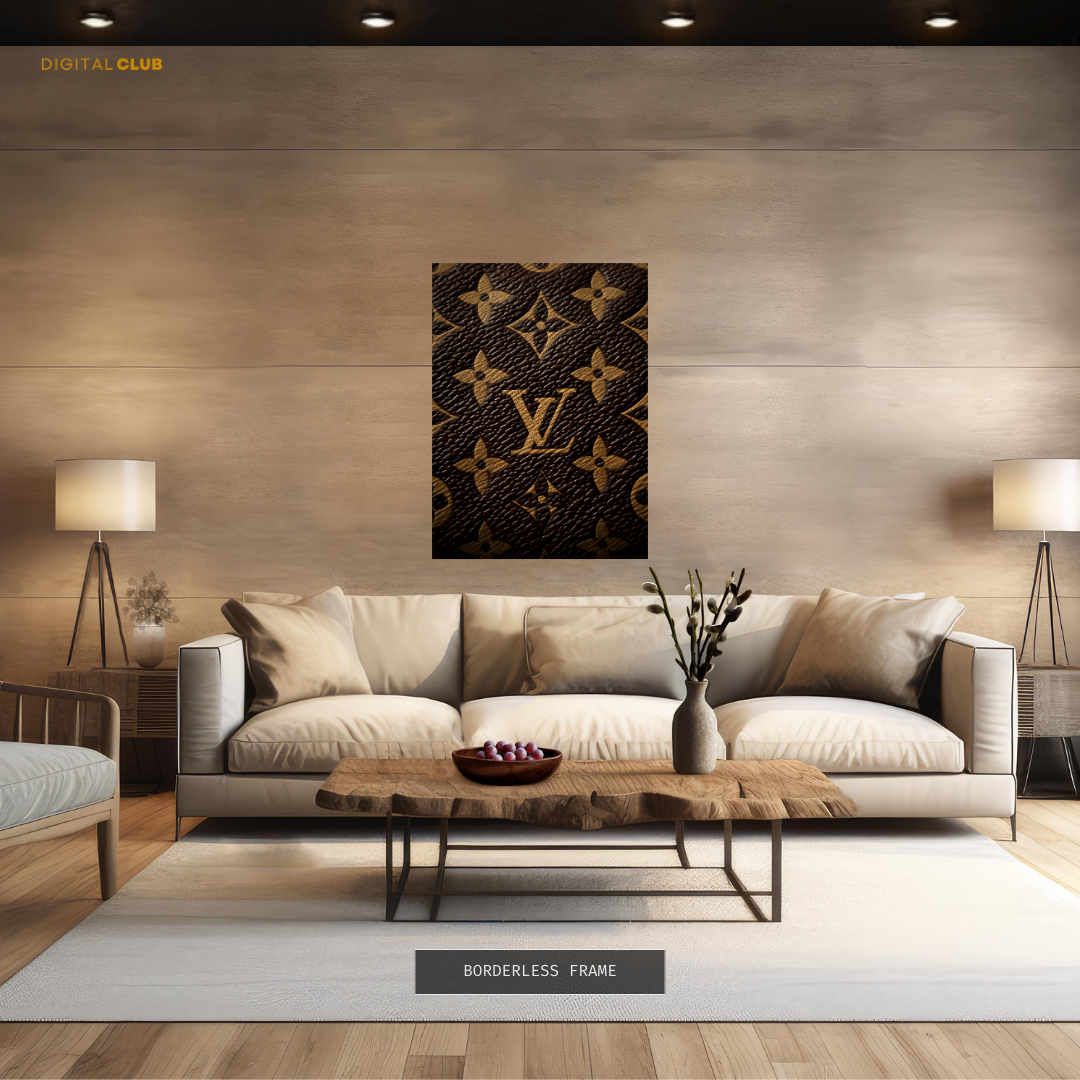 Louis Vuitton Brown & Gold Pattern Premium Wall Art