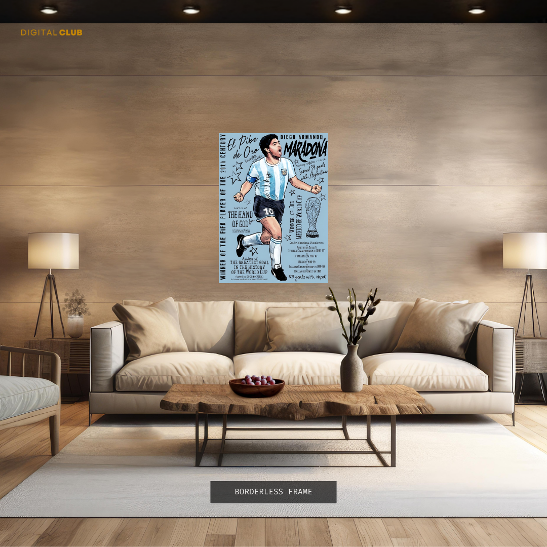 Maradona Argentina Football Premium Wall Art