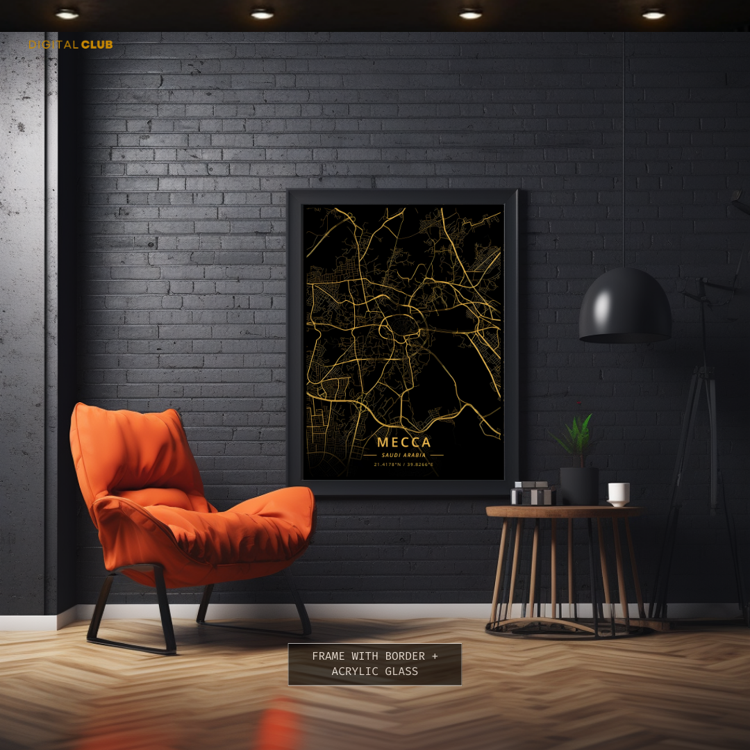 Mecca - Saudi Arabia - MAP - Premium Wall Art