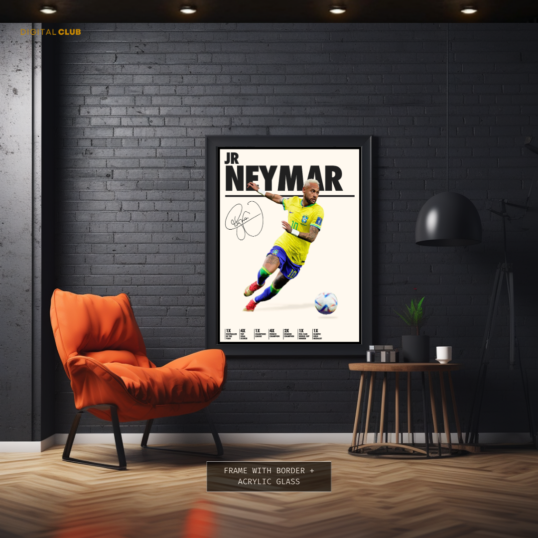 Neymar Jr Signed Artwork - Premium Wall Art