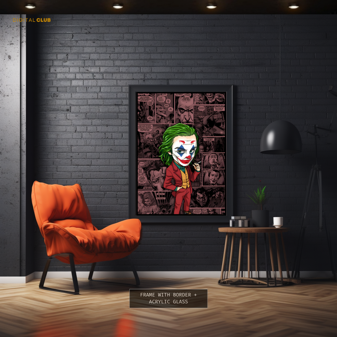 Joker Batman - Cartoon Artwork - Premium Wall Art