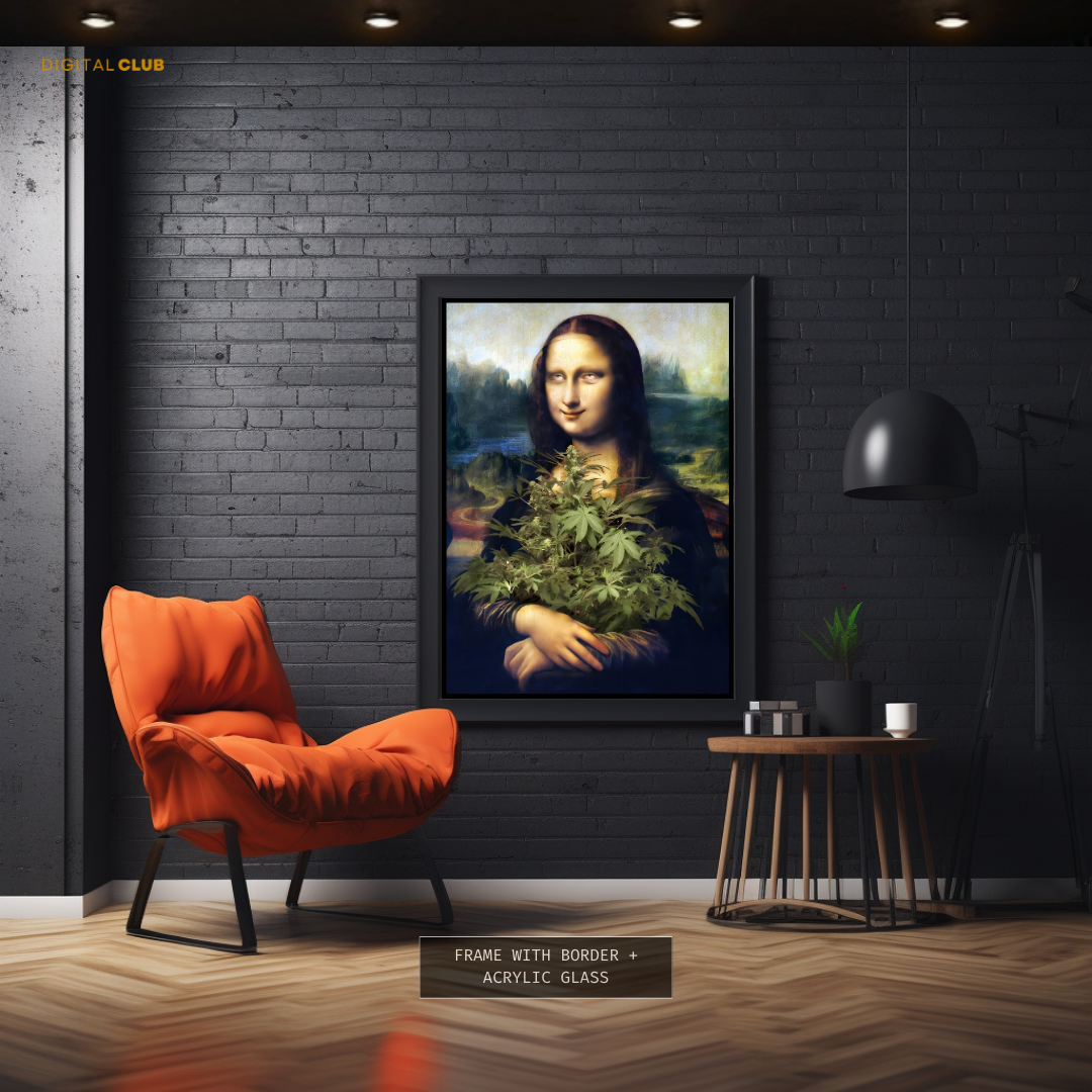 Mona Lisa High on Weed Premium Wall Art