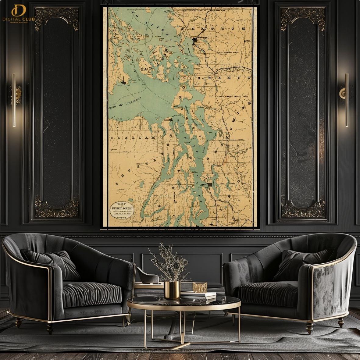 Map 3 - Vintage- Premium Wall Art