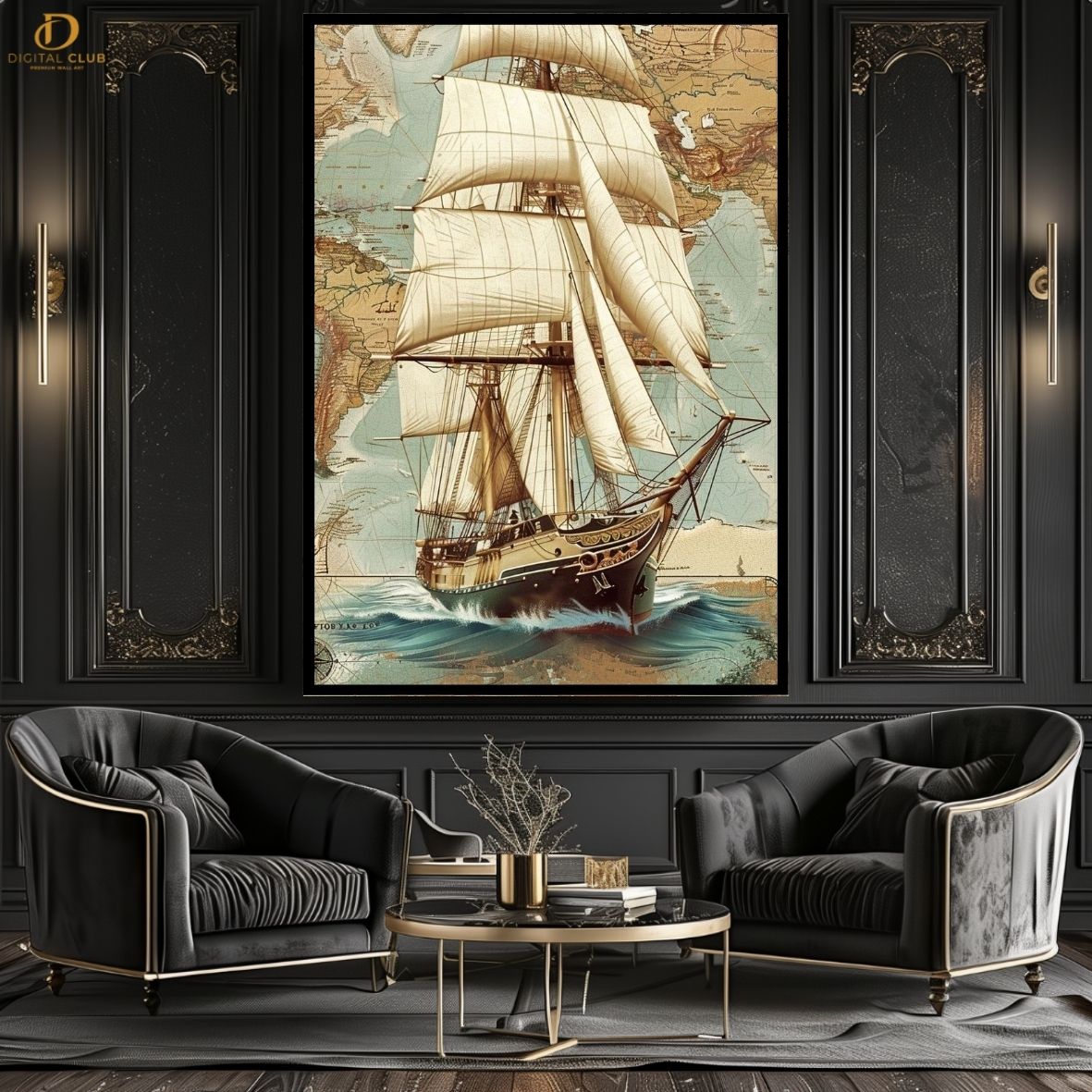 Pirate Boat - Vintage - Premium Wall Art